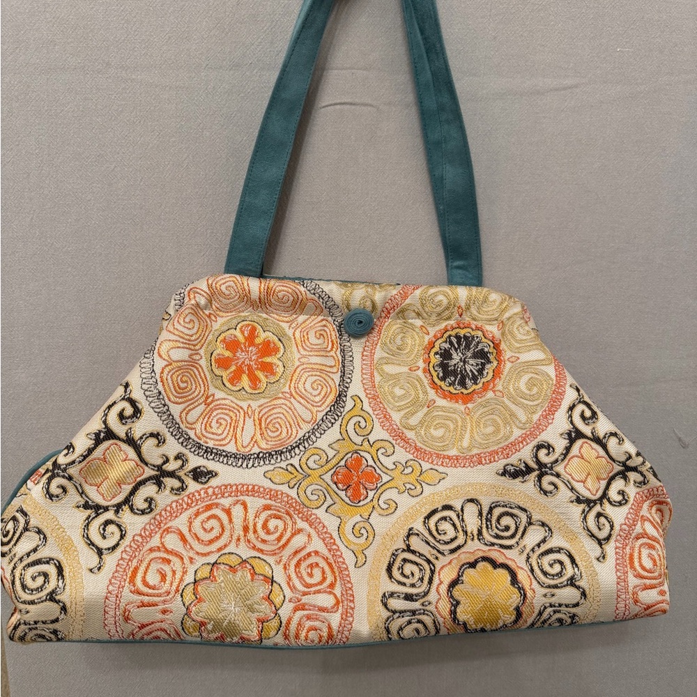 Embroidered Atenti Multicolored Stachel Purse Carpet Bag Style